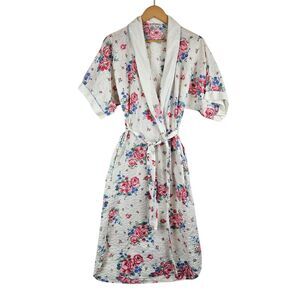 Miss Elaine vintage‎ floral roses cotton blend robe, size S made in USA